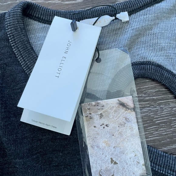 NWT JOHN ELLIOTT MERINO TUBULAR ASYM DRESS CHARCOAL SIZE XS/Small - Picture 2 of 6